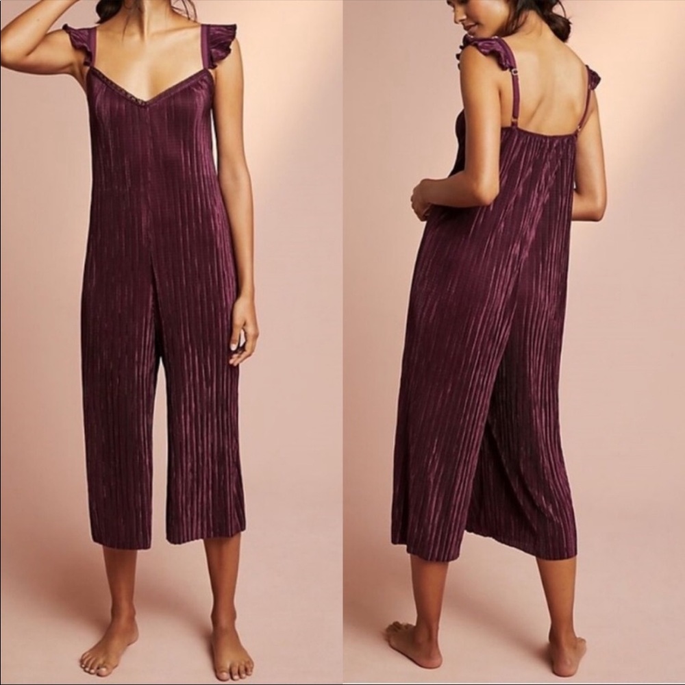 NEW Anthropologie Floreat Silk Pleated Jumpsuit